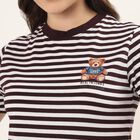 Women's Wine Round Neck Casual T-Shirt, Wine, small