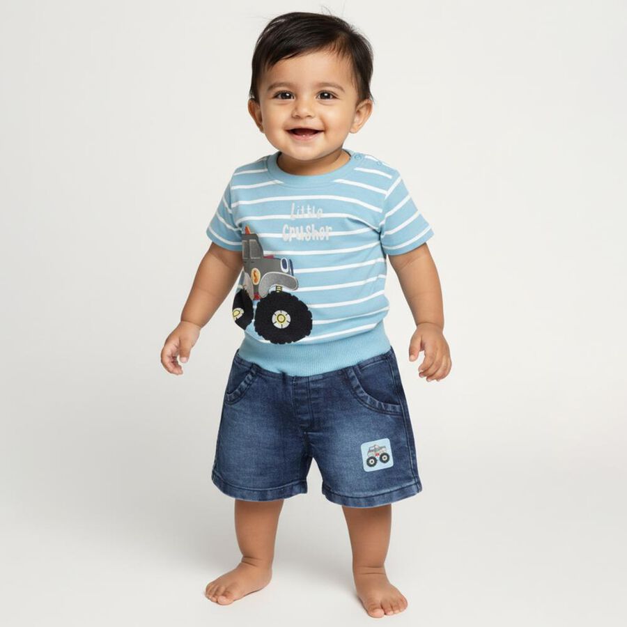 Infants' 100% Cotton Baba Suit, Mid Blue, large