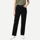 Women's Black Straight Fit Solid Jeans, Black, small