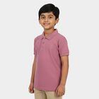 Boys Bright Pink Round Neck Casual Half Sleeve T-Shirt, Pink, small