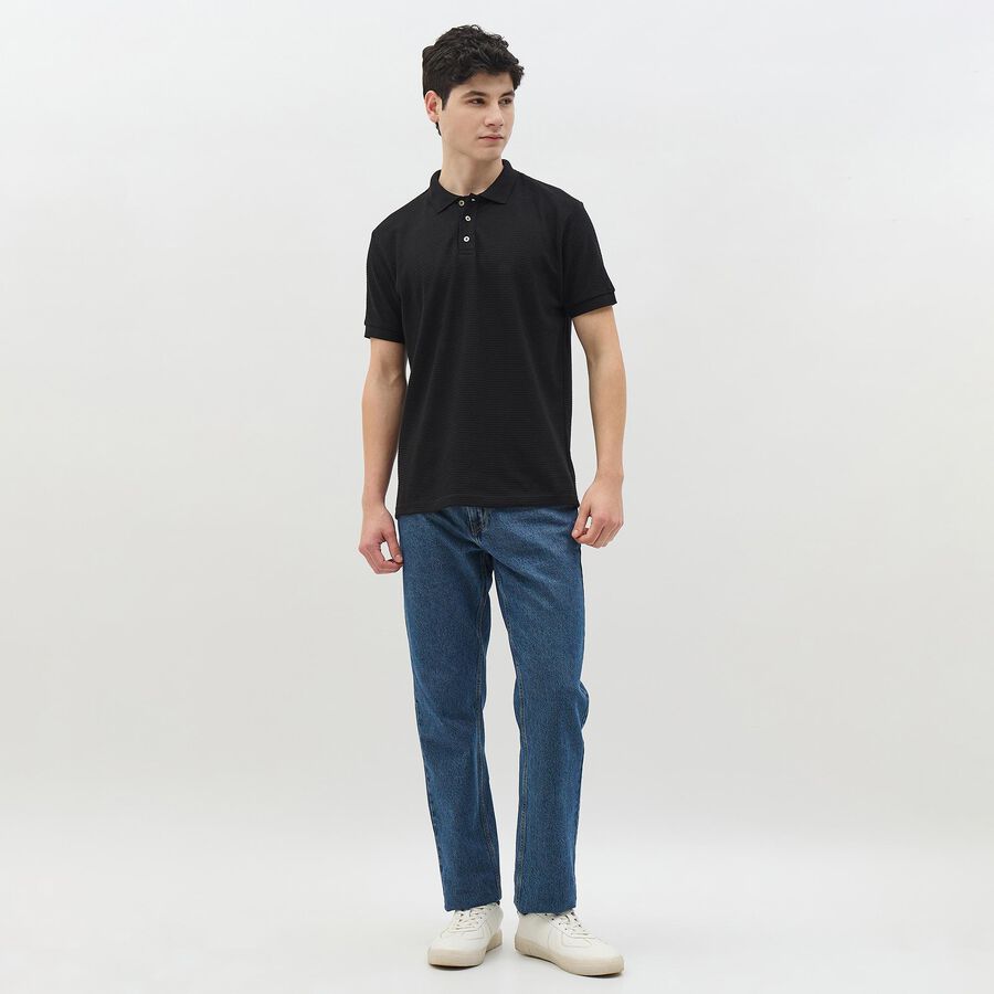 Men's Jet Black Polo Neck Classic T-Shirt, Black, large image number null