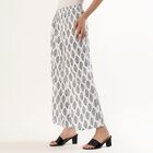 Women's White and Black Printed Wide-Leg Palazzos, Off White, small image number null