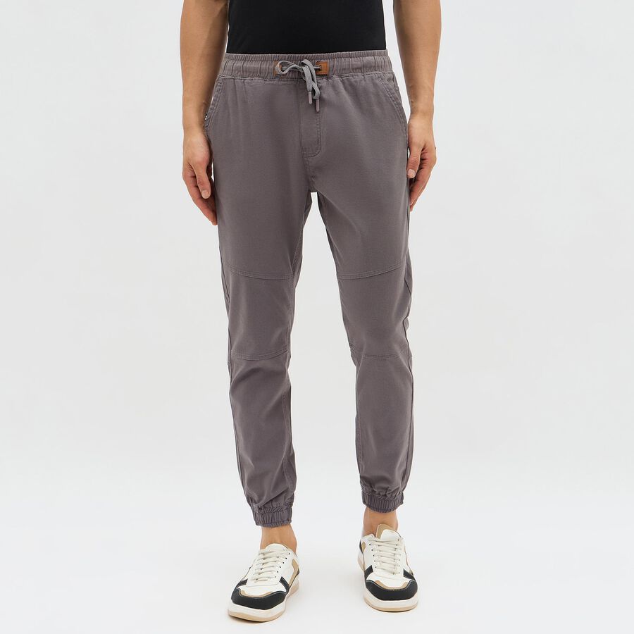 Men's Muted Charcoal Slim Fit Jogger Trousers, Light Grey, large image number null