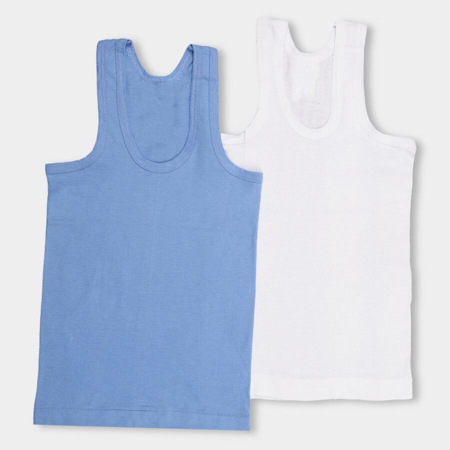 Boys' 100% Cotton Vest (Pack of 2), Light Blue, large image number null