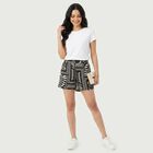 Women's Black Regular Fit Printed Shorts, काला, small