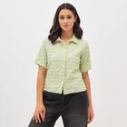 Women's Light Sage Green Short Sleeve Spread Collar Casual Shirt, Light Green, small image number null