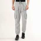 Men's Light Gray Slim Fit Cargo Jogger Trousers, हल्का ग्रे, small image number null