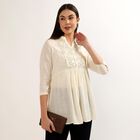 Women's Beige Notch Neck Floral Printed Kurti, Beige, small