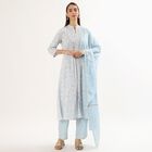 Women's Light Powder Blue Embroidered V-Neck Kurta, हल्का नीला, small image number null