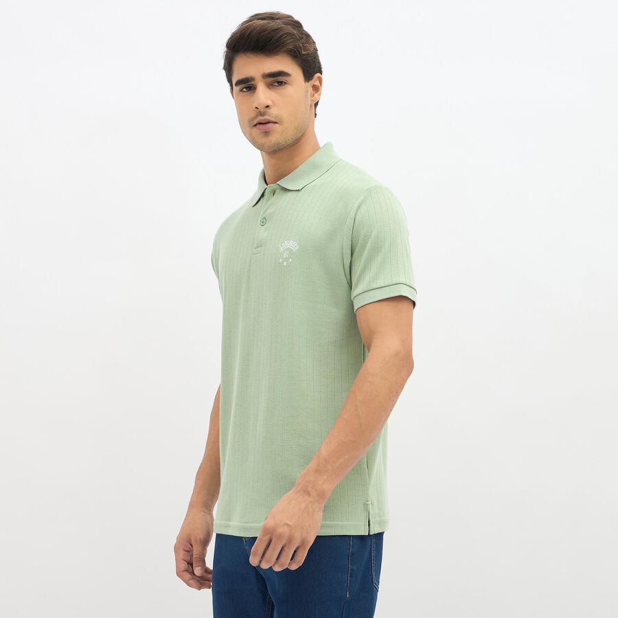 Men's Light Sage Green Polo Neck Casual T-Shirt, Light Green, large image number null