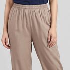 Women's Grey Regular Fit Solid Elastic Waist Palazzos, हल्का ग्रे, small