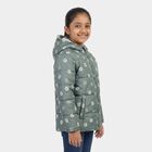 Girls' Olive Green Hooded Puffer Jacket, Olive, small