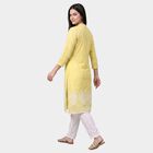 Women's Yellow Mandarin Collar Printed Kurta, Yellow, small