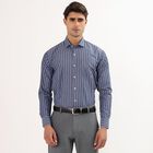 Men's Deep Midnight Navy Blue Button Down Slim Fit Formal Shirt, Navy Blue, small image number null
