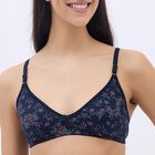 Women's Dark Navy Cotton V-Neck Casual Bra, नेवी ब्लू, small image number null