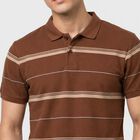 Men's Brown Polo Neck Solid Polo T-Shirt, भूरा, small
