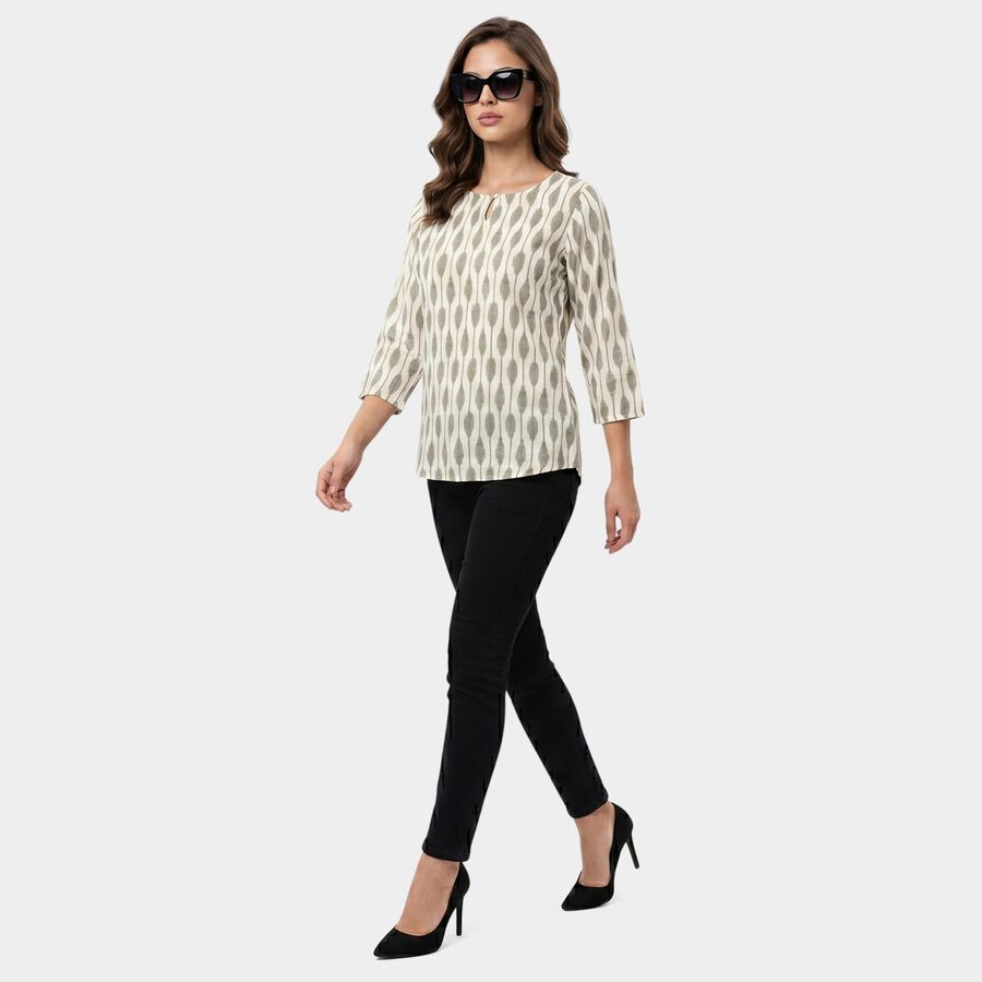 Women's White Kurti, ऑफ व्हाइट, large