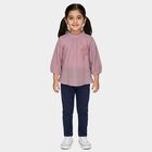 Girls' Pink High Neck Romantic T-Shirt, हल्का गुलाबी, small