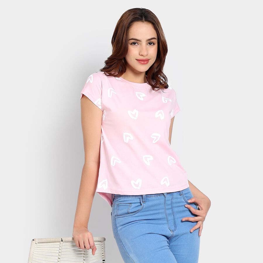 Ladies' Round Neck T-Shirt, Pink, large image number null