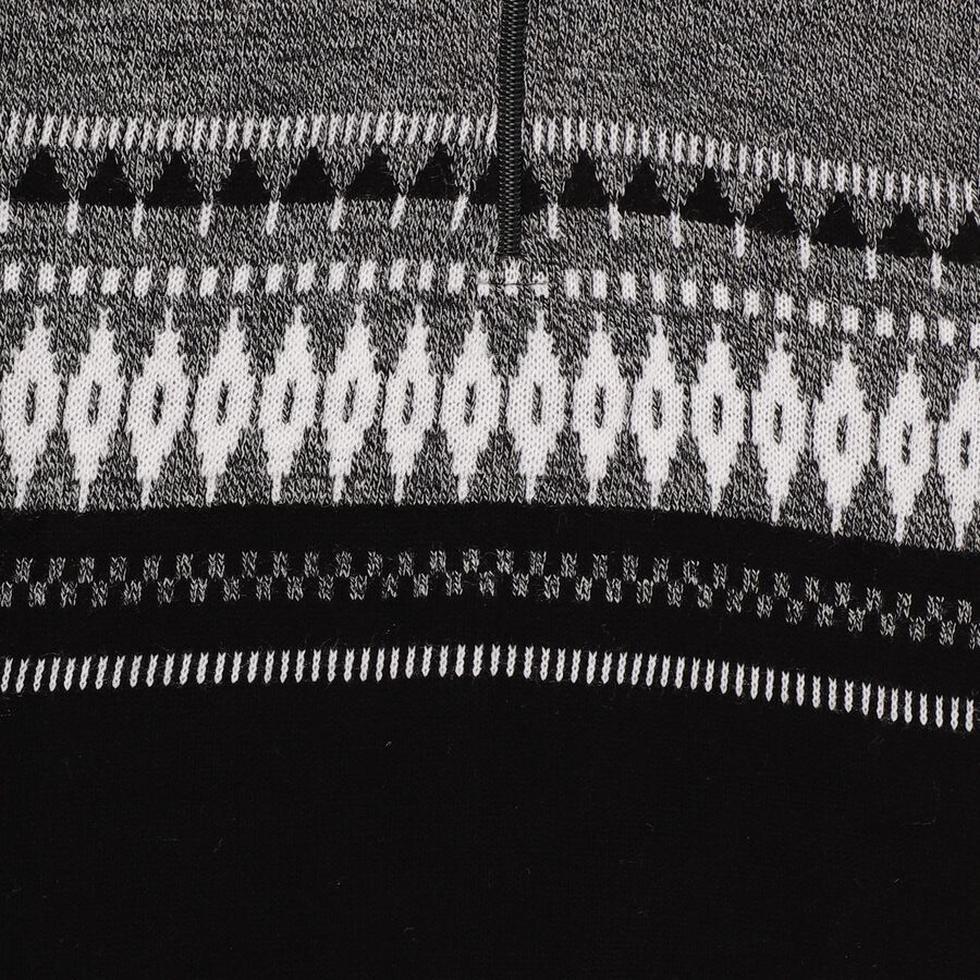 Boys Black and Grey Half-Zip Casual Pullover, काला, large image number null