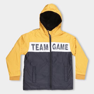 Boys' Navy and Yellow Hooded Casual Jacket