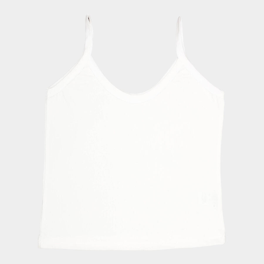 Girls Cotton Solid Vest, Off White, large image number null