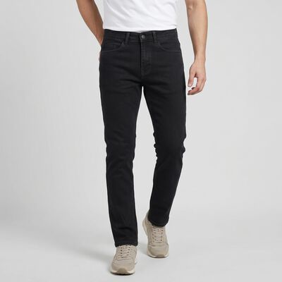 Men's Dark Grey Slim Fit Solid Jeans