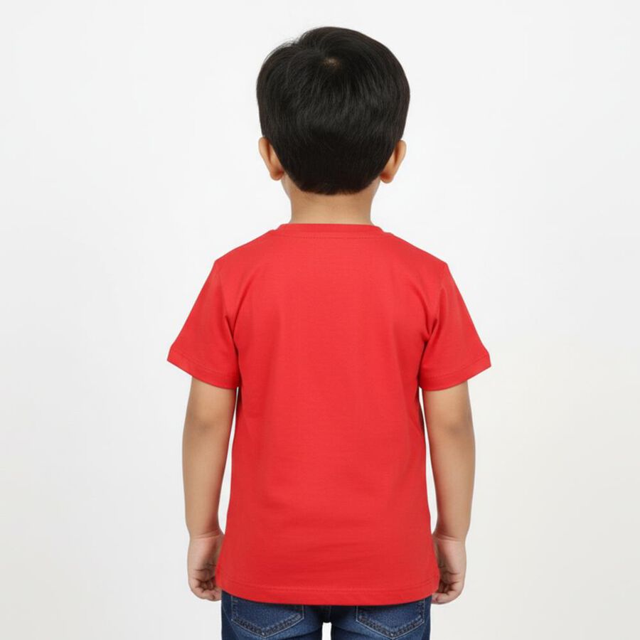 Boys' 100% Cotton Half Sleeves T-Shirt, Red, large
