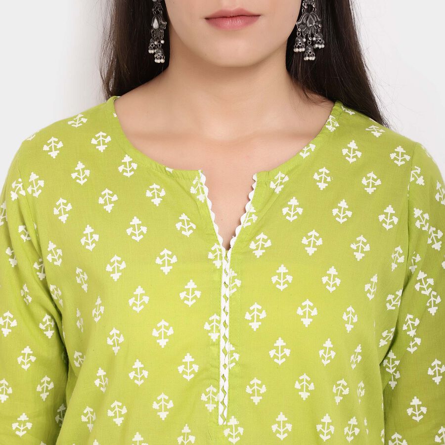 Cotton Printed Kurta, Light Green, large image number null
