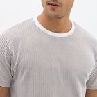Men's Brown and White Crew Neck Casual T-Shirt, Brown, small image number null