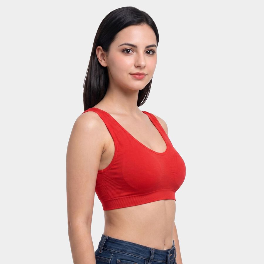 Women's Red Scoop Neck Bralette Bra, Red, large