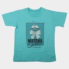 Girls Aqua Round Neck Regular T-Shirt, एक्वा, small