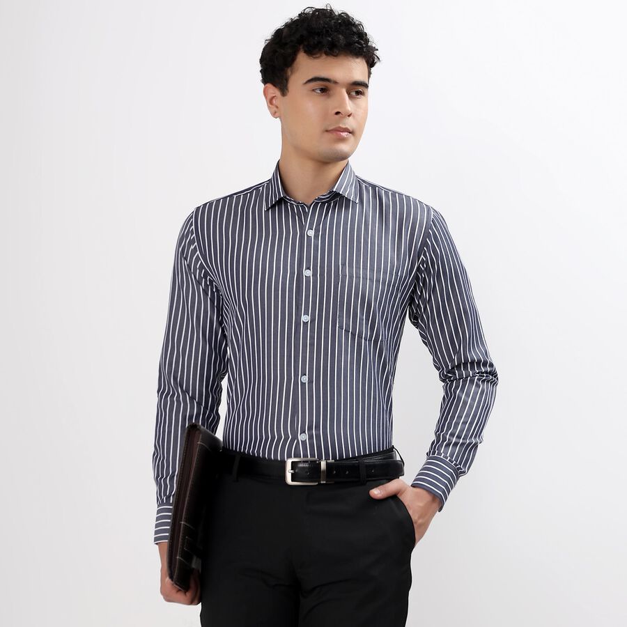 Men's Formal Shirt, Navy Blue, large image number null