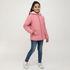 Girls' Soft Pink Hooded Casual Jacket, गुलाबी, small image number null