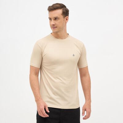 Men's Light Beige Crew Neck Slim Fit T-Shirt