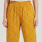 Women's Yellow Floral Printed Harem Pants, Yellow, small