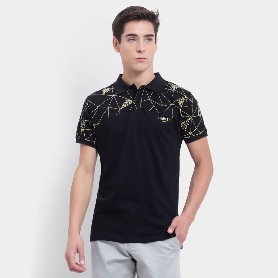 Cotton Polo Shirt, Black, large image number null