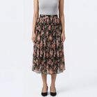 Women's Black Solid Straight Skirt, काला, small