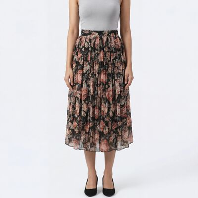 Women's Black Solid Straight Skirt