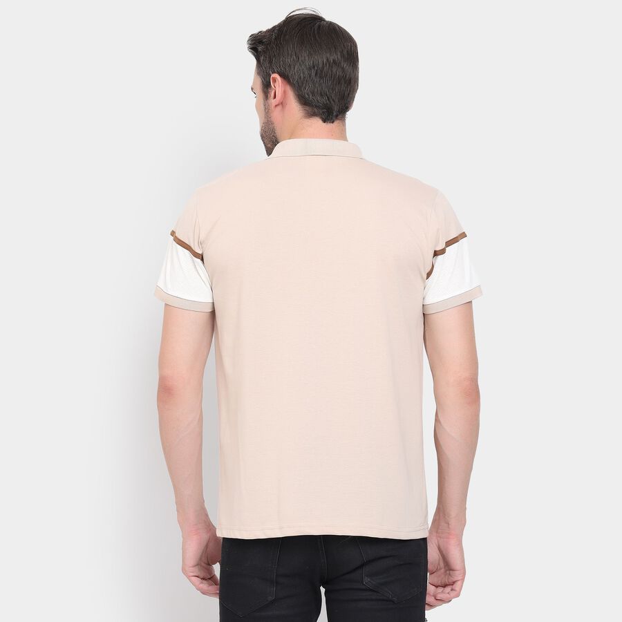 Men's Collared Half Sleeves T-Shirt , Beige, large image number null