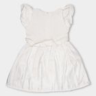 Girls' Ivory Embellished Flared Short Sleeves Frock, Off White, small image number null