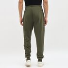 Men's Olive Green Regular Fit Printed Track Pants, Dark Green, small image number null