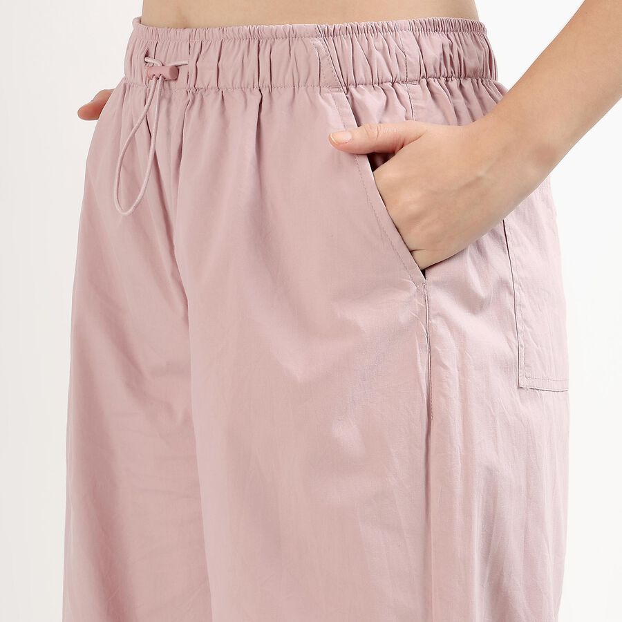 Women's Soft Pink Relaxed Fit Wide-Leg Cargo Pants, Lilac, large