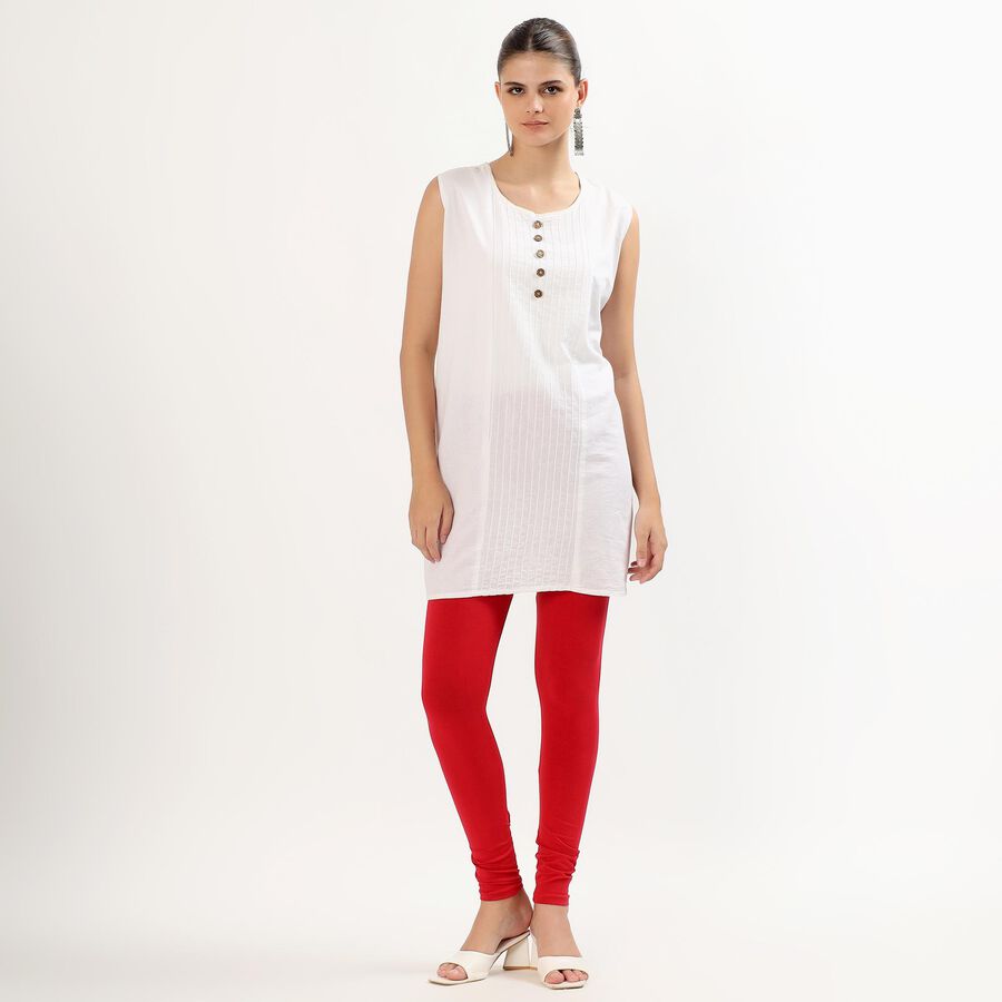 Women's Vibrant Red Cotton Blend Ankle-Length Churidar, Red, large image number null