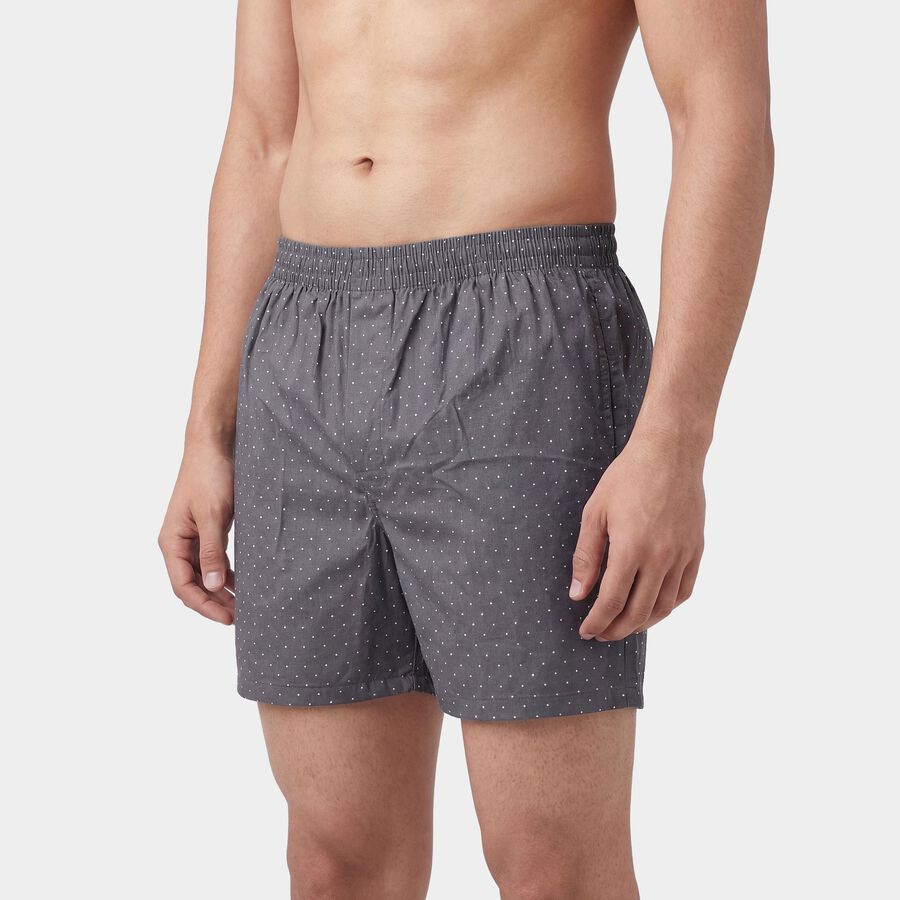 Men's Dark Grey Regular Fit Printed Boxers, गहरा ग्रे, large