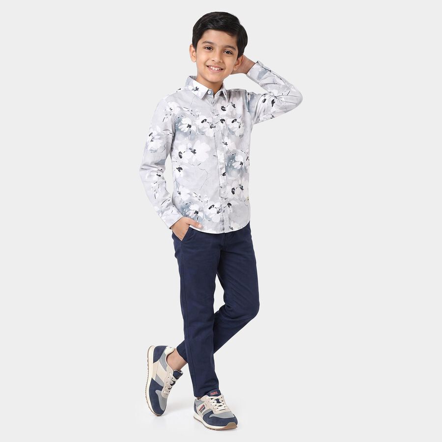 Boys Off White Cotton Floral Shirt, ऑफ व्हाइट, large