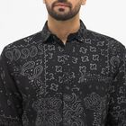 Men's Jet Black Cotton Mandarin Collar Casual Shirt, Black, small image number null