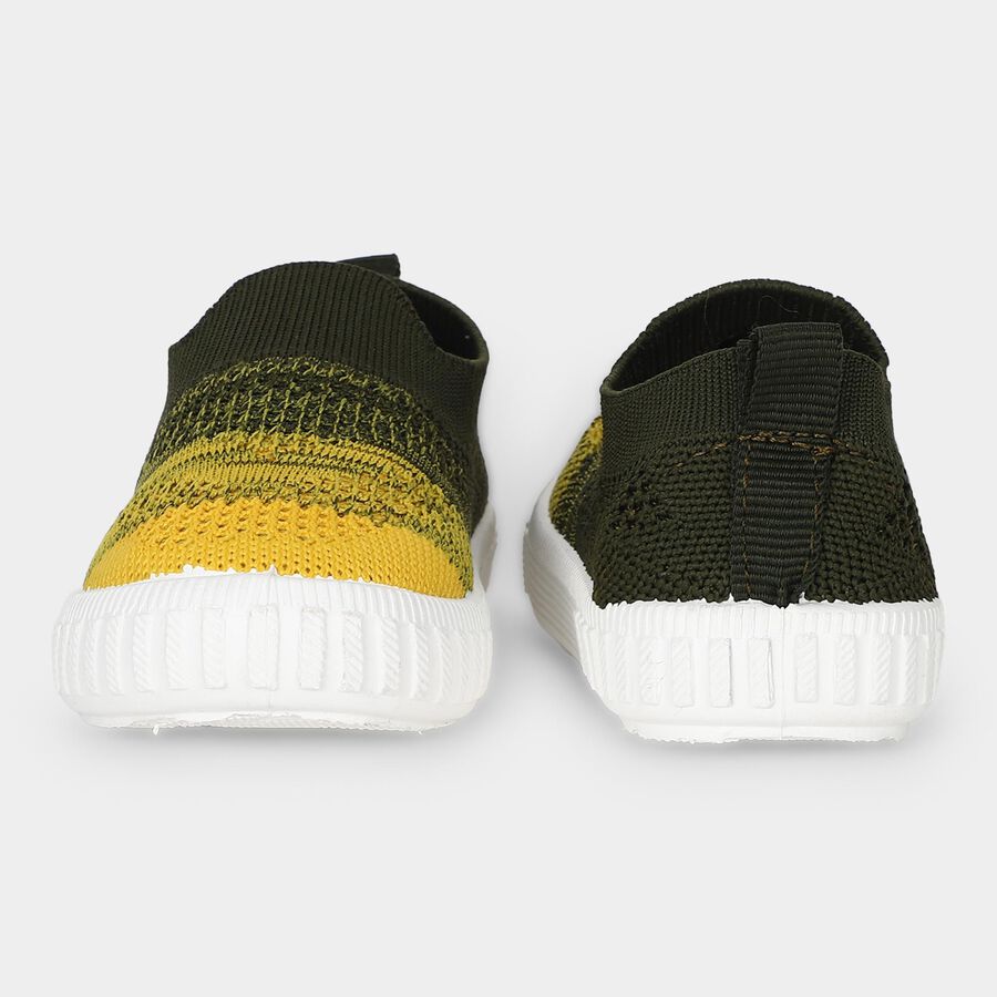 Boys' Olive Green Slip-On Casual Sneakers, Olive, large