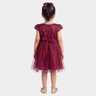 Girls' Wine Fit and Flare Embellished Party Wear Frock, Wine, small