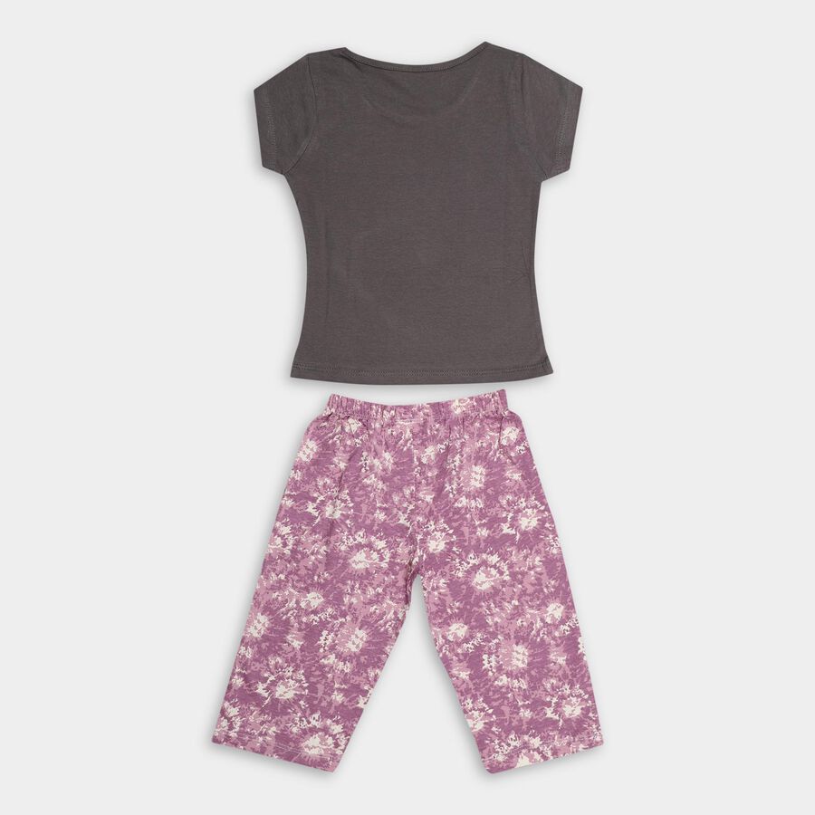 Girls' 100% Cotton Capri Set , हल्का ग्रे, large image number null